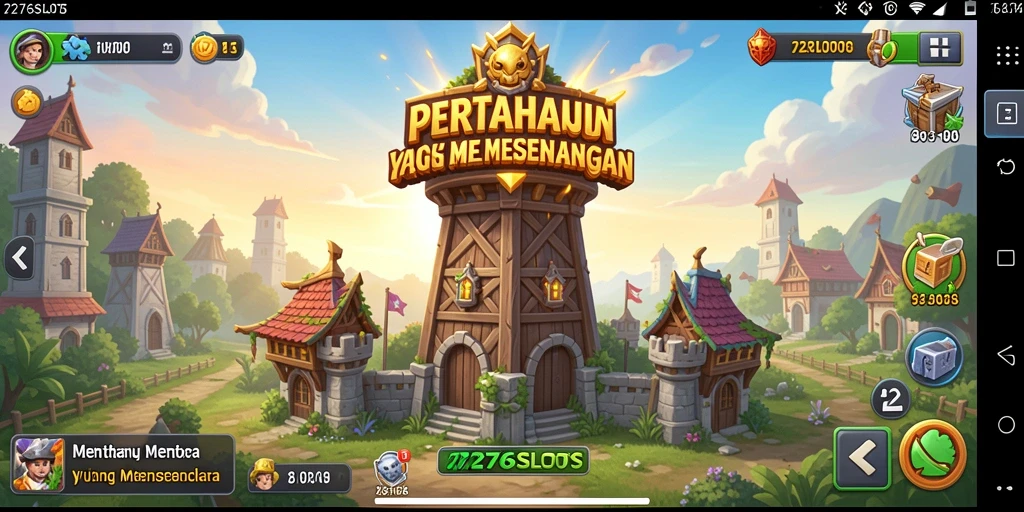 Tampilan gameplay menarik dari 7276SLOTS dengan pertahanan menara yang dinamis.