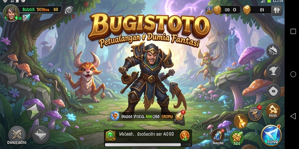 Screenshot gameplay BUGISTOTO menampilkan karakter menjelajahi dunia menakjubkan.