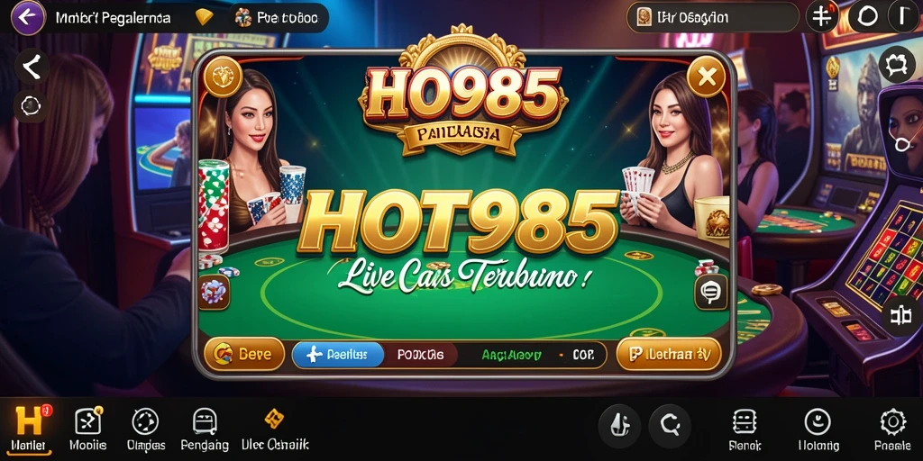 Screenshot HOT985 menampilkan dealer yang sedang memandu permainan Live Casino.