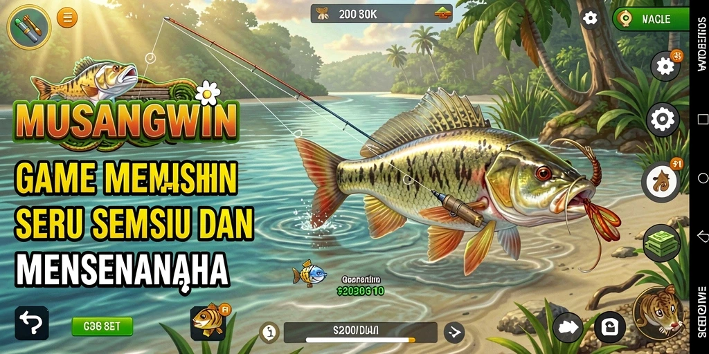 Tampilan gameplay seru dari MUSANGWIN saat memancing.