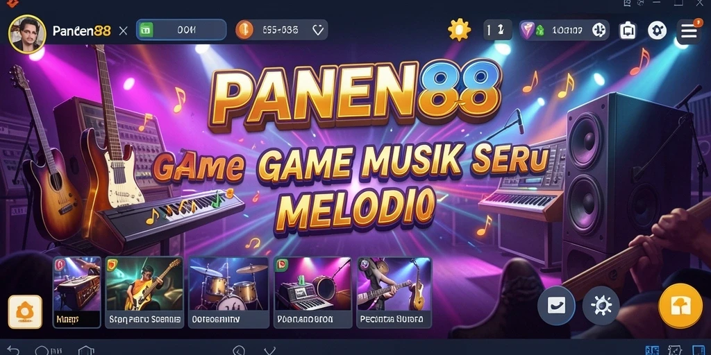 Tampilan gameplay seru di PANEN88 dengan berbagai lagu populer.