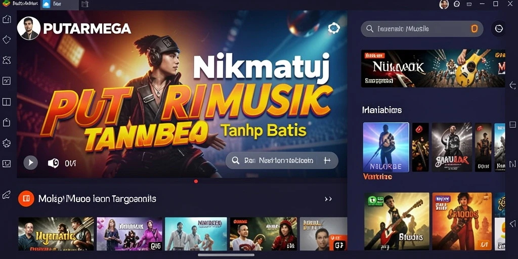 Tampilan gameplay PUTARMEGA yang luar biasa dengan beragam pilihan musik.