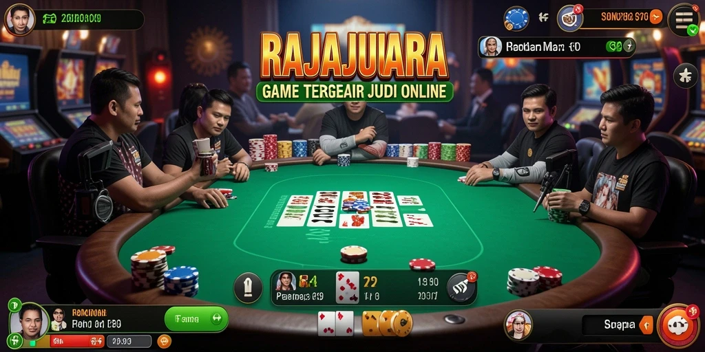 Screenshot gameplay RAJAJUARA menampilkan suasana seru permainan Poker.