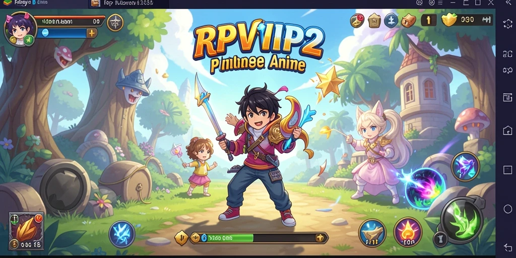 Tangkapan layar RPVIP2 menunjukkan aksi seru karakter Anime.