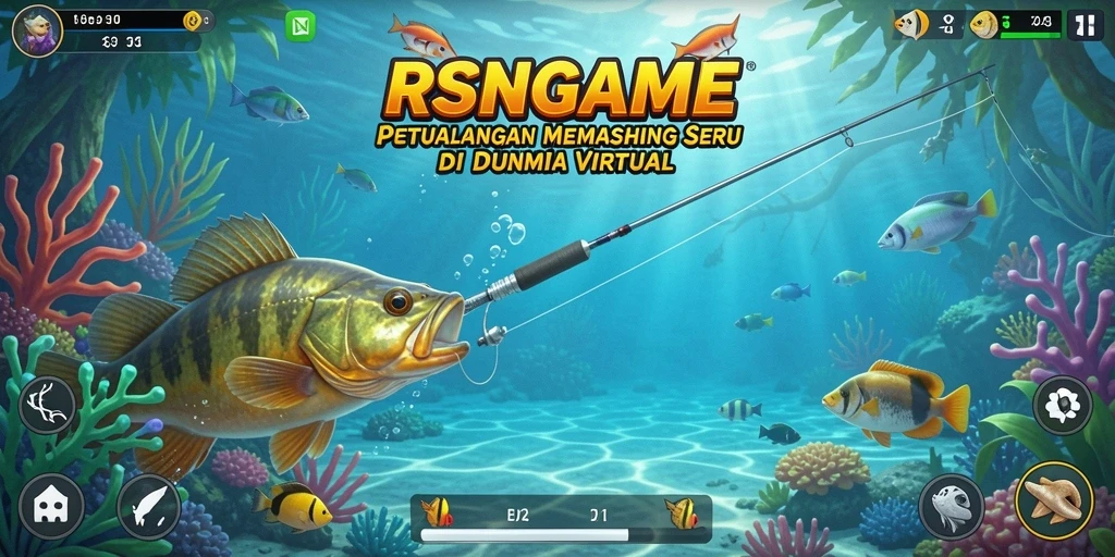 Tampilan gameplay RSNGAME yang menakjubkan dalam misi memancing.