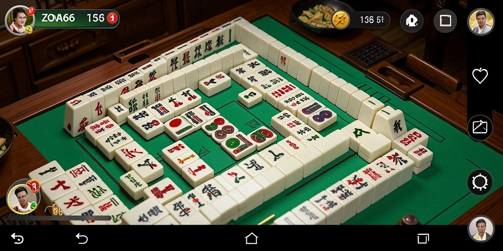 Screenshot ZONA66 menampilkan gameplay Mahjong yang menarik dan penuh warna.